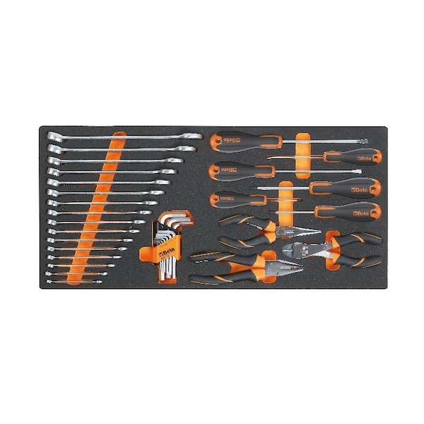 Beta MC10 34 Piece Hand Tool Set of Wrenches, Screwdrivers, Pliers and Hex Keys in Soft Thermoformed Tray 027500011 - main
